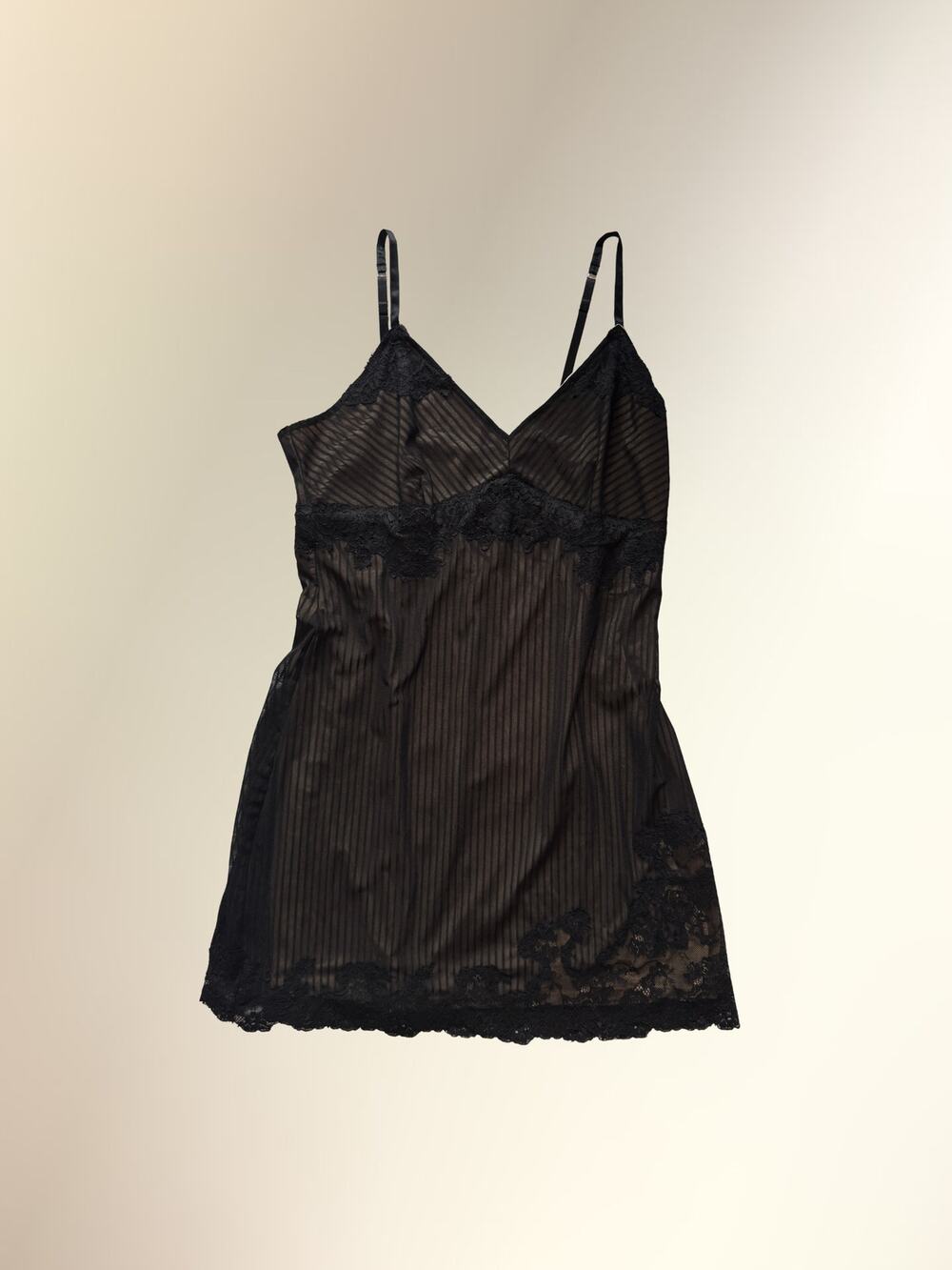 Soma Intimates Black Nude Lace Trim Slip Dress Underslip Chemise Lingerie L